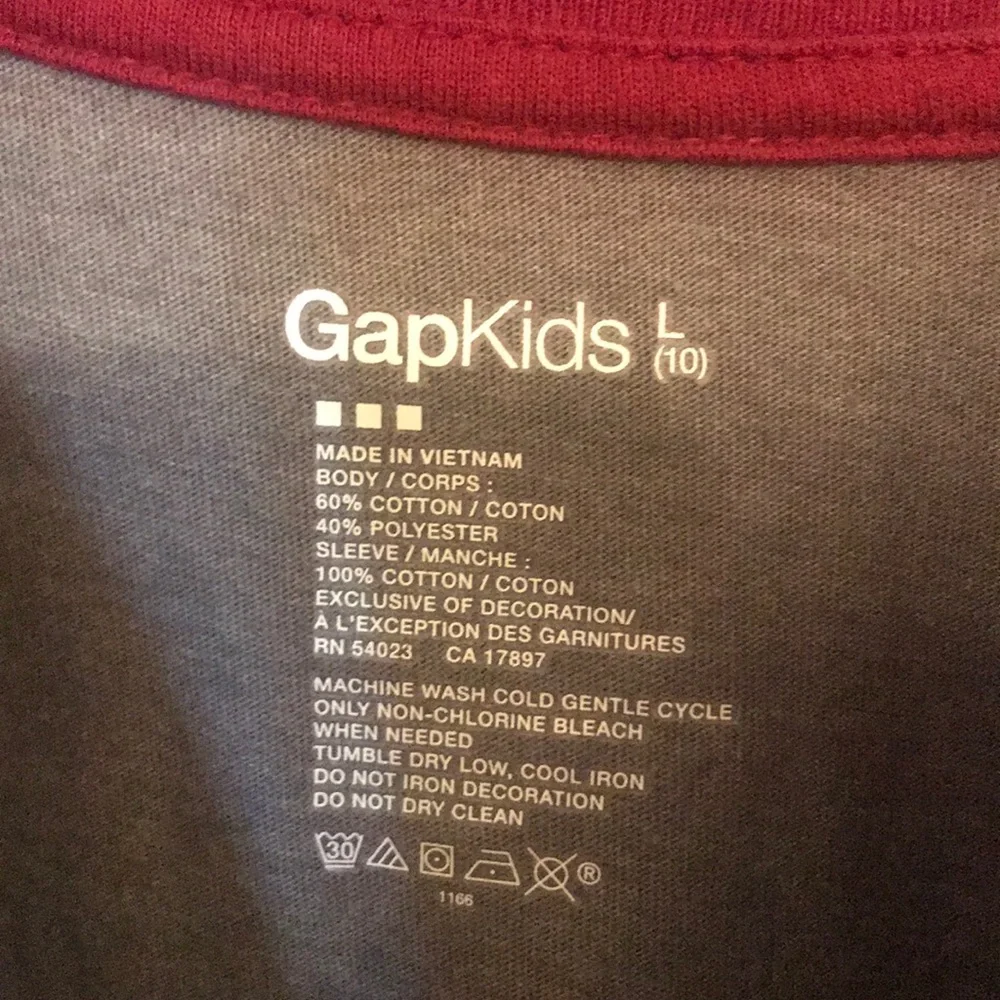 GAP Kids Red and Gray Long Sleeve Shirt